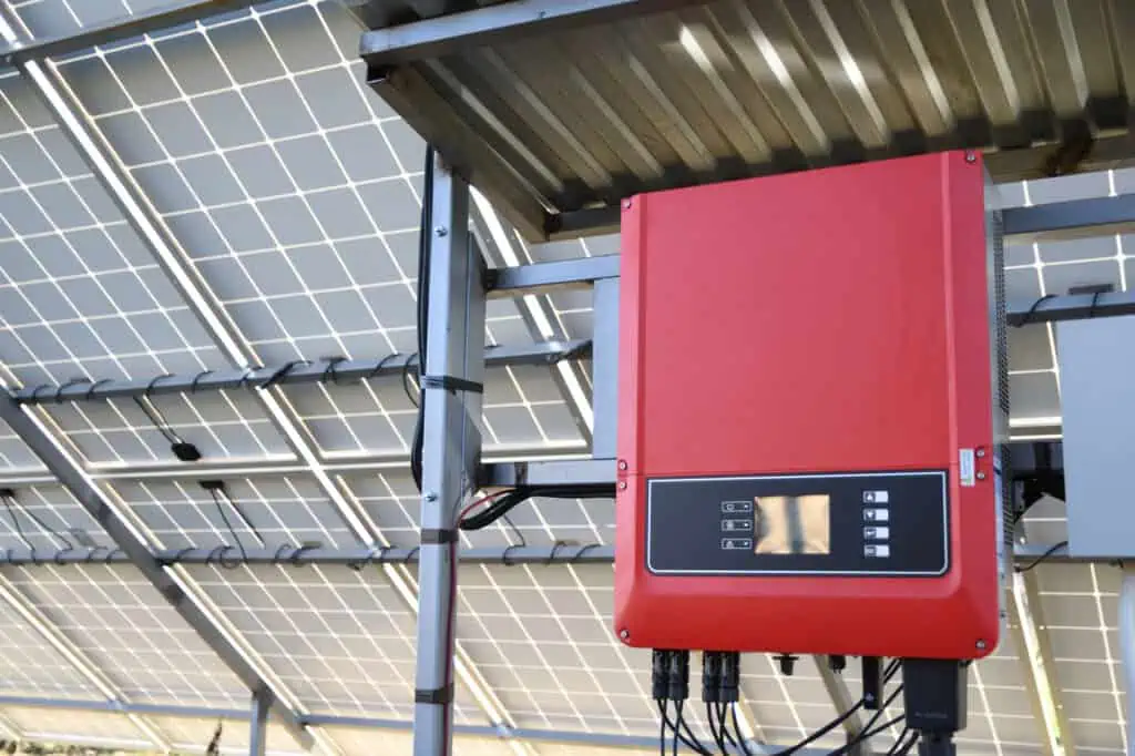 Power inverter used with a solar panel to charge a battery directly.