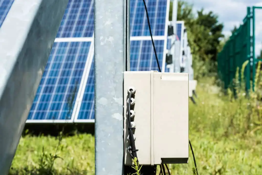 A solar battery connected to a solar panel system, storing clean and renewable energy for future use.