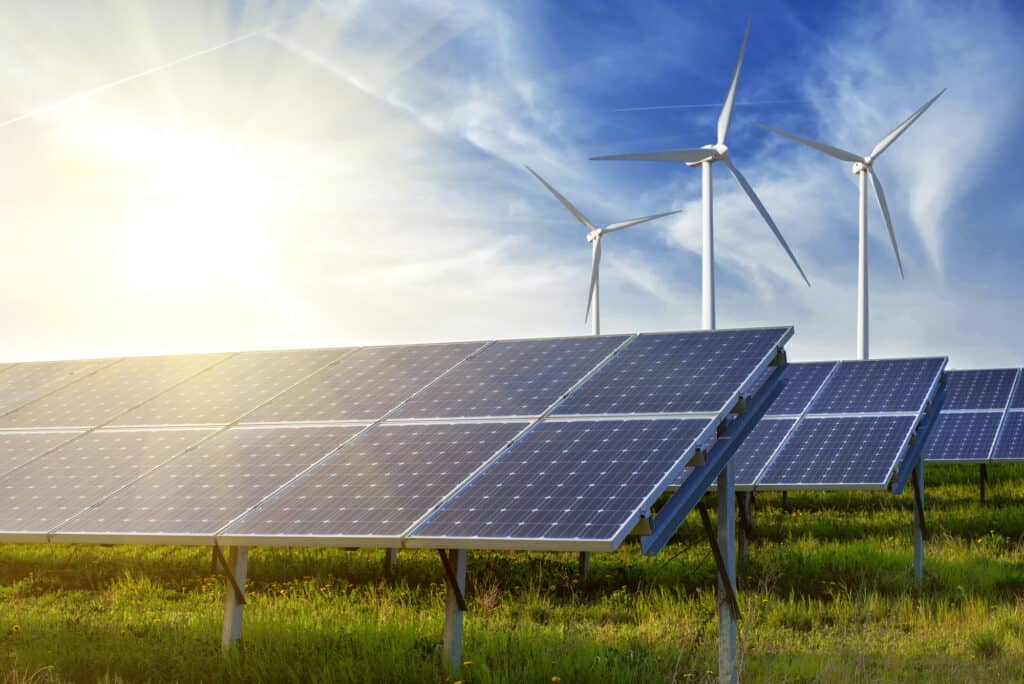 Solar panels demonstrating the future of energy once we use solar power to replace fossil fuels as energy sources.