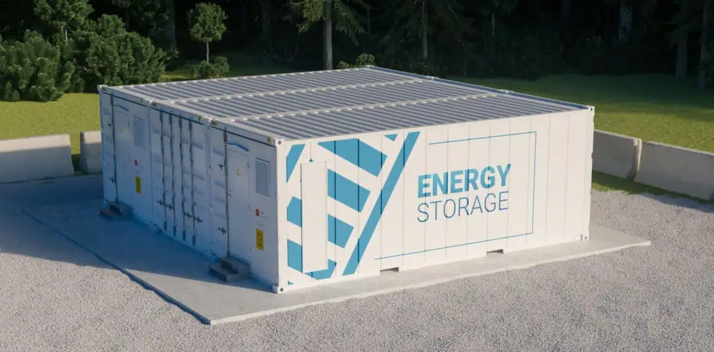 3D rendering of a solar storage unit demonstrating the future of solar energy and how solar power is stored.