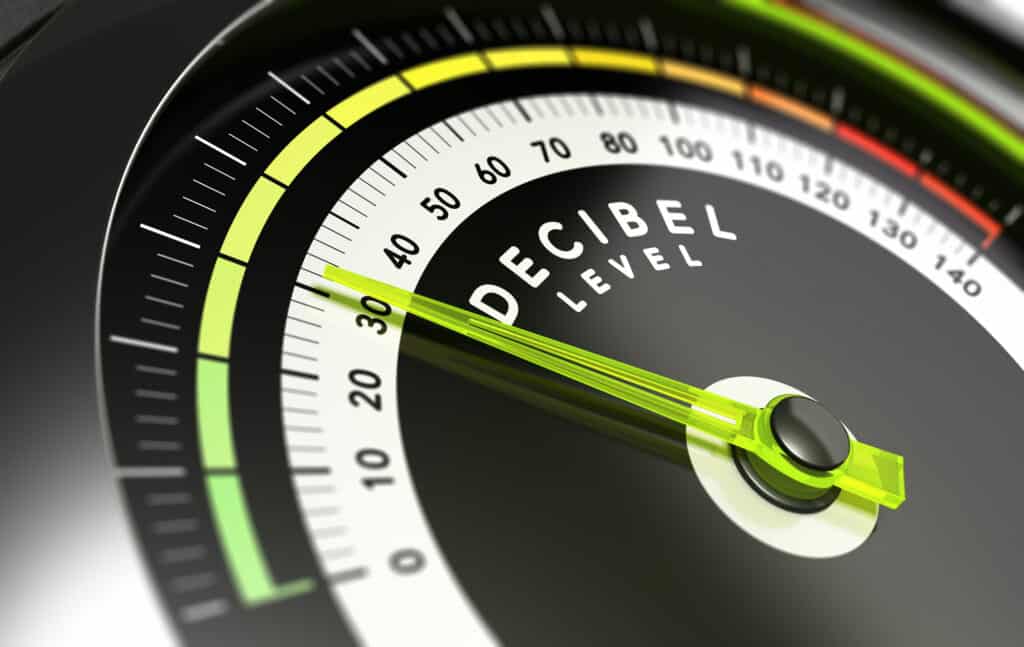 Device to measure decibel level showing how to reduce the sound when solar batteries make noise.